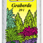 Weißer Sack mit gelbem Etikett, auf dem 'Supraflor Graberde 20 l' und eine Illustration von Pflanzen zu sehen ist.