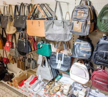 Damenhandtaschen und Rucksäcke in verschiedenen Farben